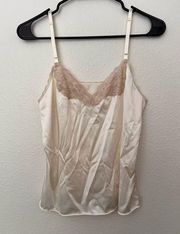 Vanity Fair ivory silk lace tank top