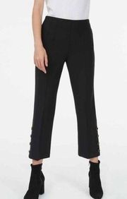 NWOT Club Monoco Linnzie Pants Wool Blend Stretch Cropped Buttons Black Size 4