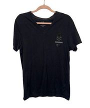 Armani Exchange Black V Neck Beaded Black Tee Shirt