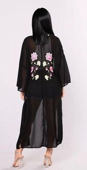 Embroidery Ankle Length Sheer Duster