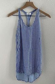 MIKOH Blue White Geometric Dress Cover Up Pool Beach XS/Small