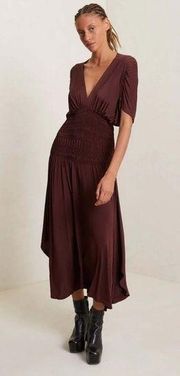 A.L.C. Demi Jersey Midi Dress in Bitter Chocolate Brown