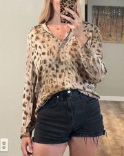 L'AGENCE Nina Blouse Animal Print Size XS