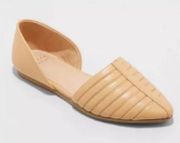 A New Day  Iris Tan Faux Leather D'Orsay Pointed Toe Flats Size 10