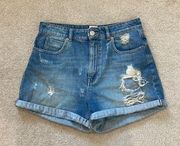 ASOS high rise ripped jean shorts in size 8