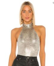 House of Harlow Shae Bodysuit in Metallic Blue Size S