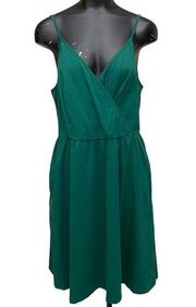 Style World Hunter Green Cotton Wrap Front Dress Size Large