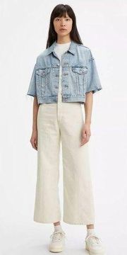 Levis Wellthread Ribcage Wide Leg Cropped Jeans in Breaking Waves White/Cream 31