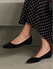 Manolo Blahnik Gelista Suede Ballet Flats in Black