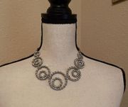 Signed NY - New York & Company Silver Tone Costume Necklace Adjustable Length