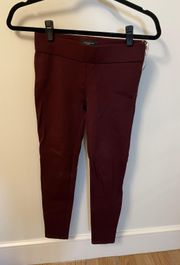 Petite Burgundy Red Leggings with Gold Side Zipper