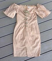 Boutique Off Shoulder Khaki Dress NWT Womens Small