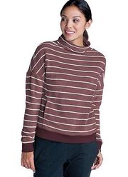 NWT Toad & Co Cashmoore T-Neck Mock Neck Huckleberry Striped Top Women's Size XS