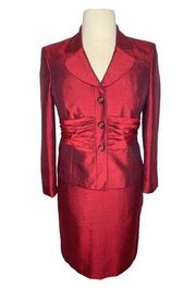 Vintage Jones Wear Ruched Red Skirt Suit