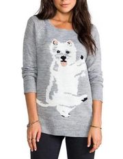 REVOLVE Jack by BB Dakota Women's Grey Colista Dancing Dog Sweater Size Small