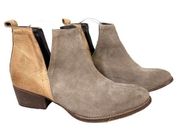 Diba True Women's Gray Tan Cut Out Suede Leather Bootie Ankle Boots Size 9