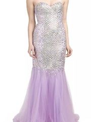 Prom DRESS Terani Couture sequins mermaid dress lilac 4