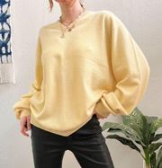 100% Cashmere Yellow Club Room Oversized V Neck Sweater
