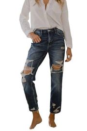 FLYING MONKEY Lucid Dreams Distressed Boyfriend Jeans F4089 Straight Women Sz24