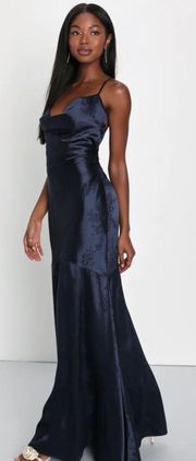 Satin Cowl Neck Maxi Dress