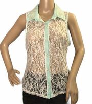 Grass Collection Sheer Lace Sleeveless Top Jrs L