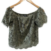Womens BEBE Green Lace Short Sleeve Blouse - Size Small