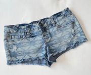 Rue21 jean shorts 32 denim western print distressed frayed Rue 21‎