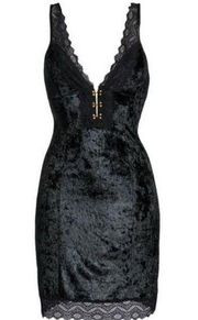 Free People Wait For It Velvet Mini Dress Black Size Small New