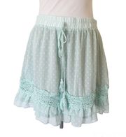 Swiss Dot Lace Trim Chiffon Mini Skirt