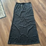 LIONESSS HUDSON PINSTRIPE MAXI SATIN SKIRT