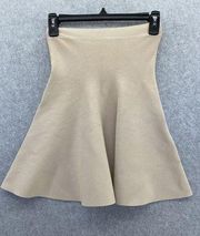 BCBG Maxazria Women's Solid Beige Skirt Swing Size Small Stretch Pullon Flare