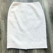 Carlisle Collection Designer Wool Cream Pencil Skirt Woven Textured Off White 8