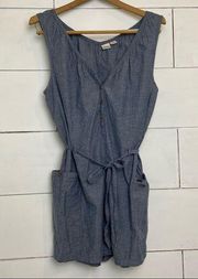 Roxy Denim Tie Waist Tank Romper.