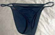 Black Fishnet Trim Solid Stretch Bikini Bottoms Swimsuit Size 14 XL