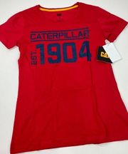 Cat Caterpillar Hot Red Established Tee Women’s Size S NWT