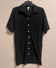 & Other Stories Black Organic Cotton Button Front Shirt Dress- Size XS