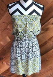 O’Neill Boho Strapless Sun Dress Black Yellow Medium