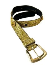 Glittery Gold Womens Belt Size Small Jewel Medallions Large Gold Buckle 1.75"