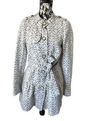 Anthropologie Elevenses Jacket Trench Coat Belted Size 0 Floral excellent