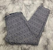 Tory Burch Heidi Slim Fit Print Pants Carinthia Navy White Size 6