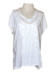 Gloria Vanderbilt White Short Sleeve V-Neck Shirt New M