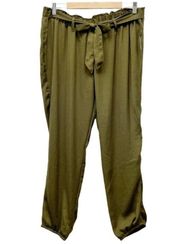 NWT Motherhood Maternity Underbelly Olive Charmeuse Jogger Pants Women’s Large