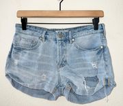 Bullhead Denim Co Bullhead Denim Light Wash Mid Rise Girlfriend Jean Shorts