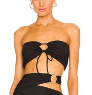 H:ours Kayla Strapless Tube Top Black Size SMALL Cropped Keyhole Ribbed Knit NEW
