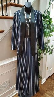 Akira Women's Blue Polyester Striped Long Sleeve Two Piece Jumpsuits Size Small