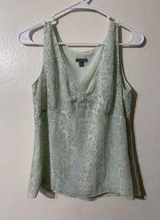 Ann Taylor Womens Silk Tank Top Feminine Coastal Lagenlook Floral Boho Y2K 6