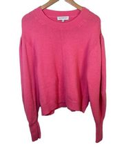 Something Navy Pink Minnie Puff Sleeve Sweater Size Large Wool Cashmere