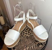 Michael Shannon Women’s Kaitlin Wedge Open Toe While Sandal Shoe Size 6.5