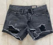 All Saints Gray Distressed Boy Fit Jean Shorts Sz 26