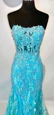 Teal Mermaid Prom Dress